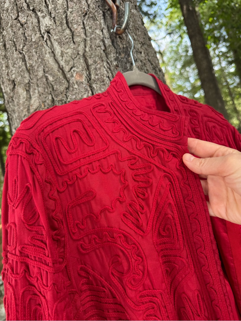 Chico's Red Ribbon Textured Jacket M/L - Picture 3 of 14